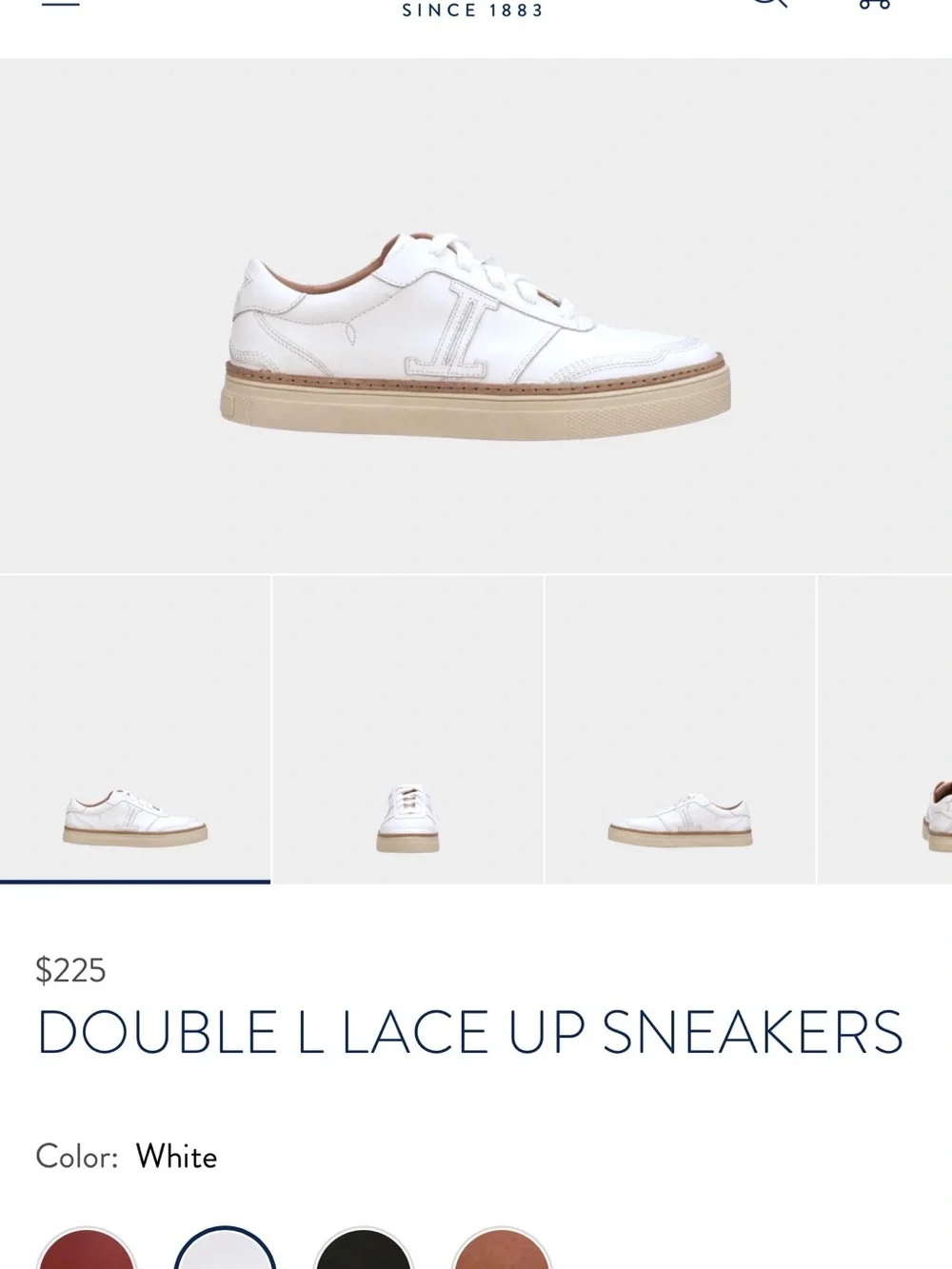 Lucchese White and Tan Double L Lace Up Sneakers